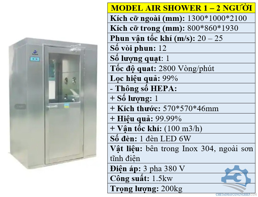 Thông số kỹ thuật air shower